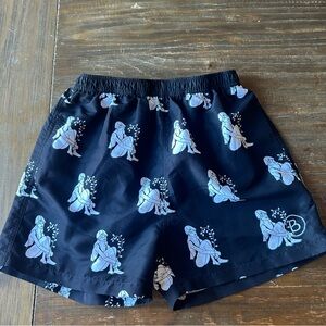 Bogner Luxury Swim Trunks | Black & White Graphic Print | Size Small